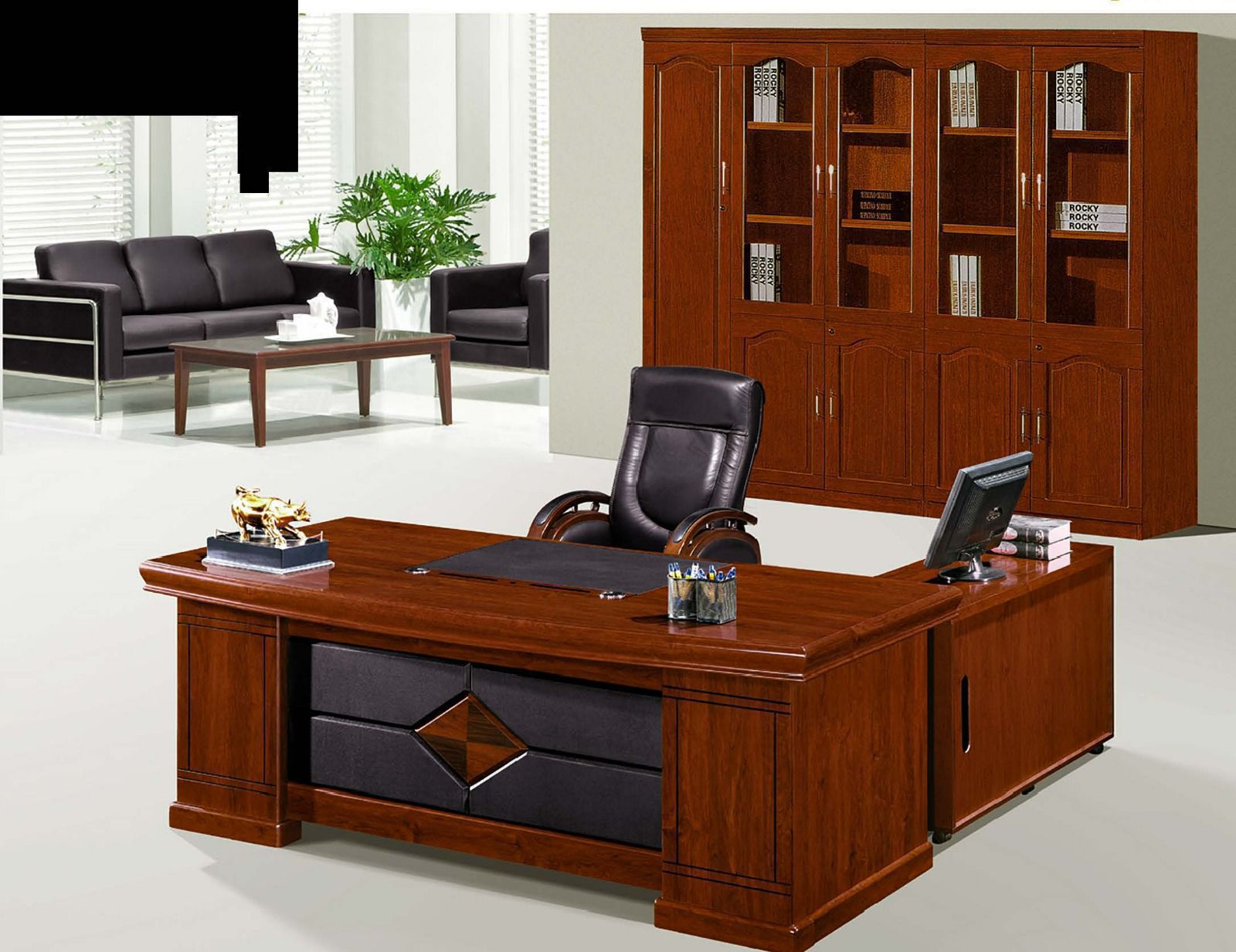 1.6m Mahogany Executive Office Desk